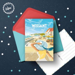 Carte Postale Wissant - "Balade sur la digue"  /  10x15cm